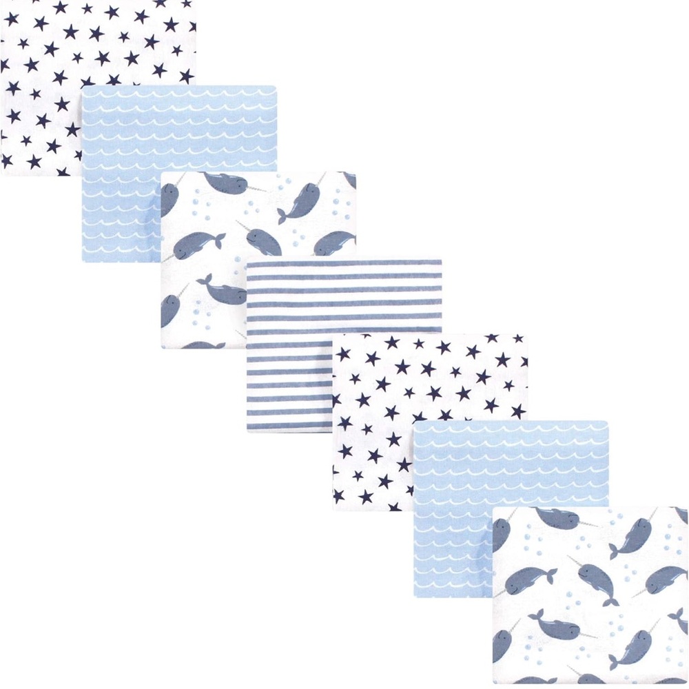 Hudson Baby Blue and White Swaddle Set